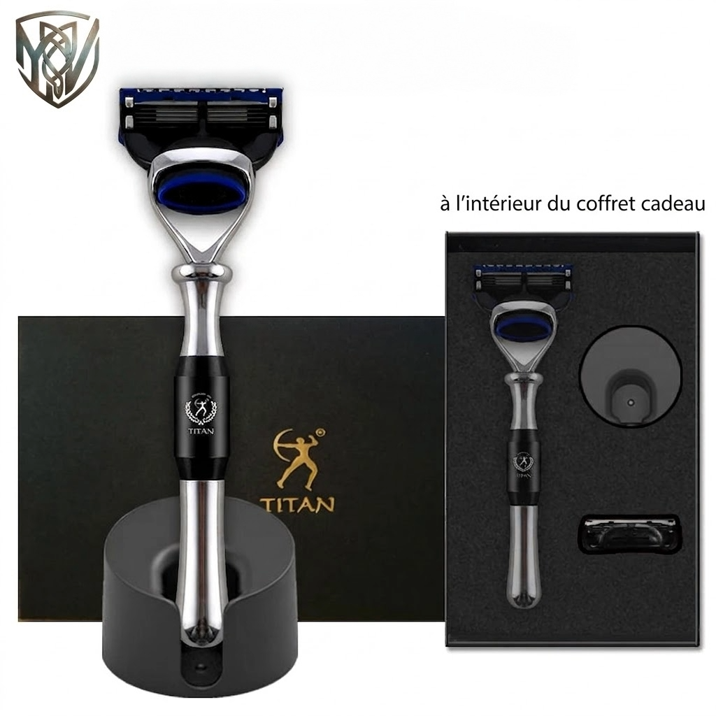 Coffret Rasoir Titan en acier inoxydable