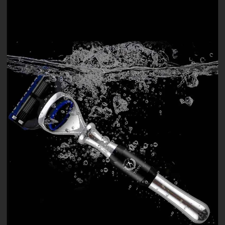 Rasoir de Luxe Titan en Métal - Version Traditionnelle ou Compatible Fusion 5