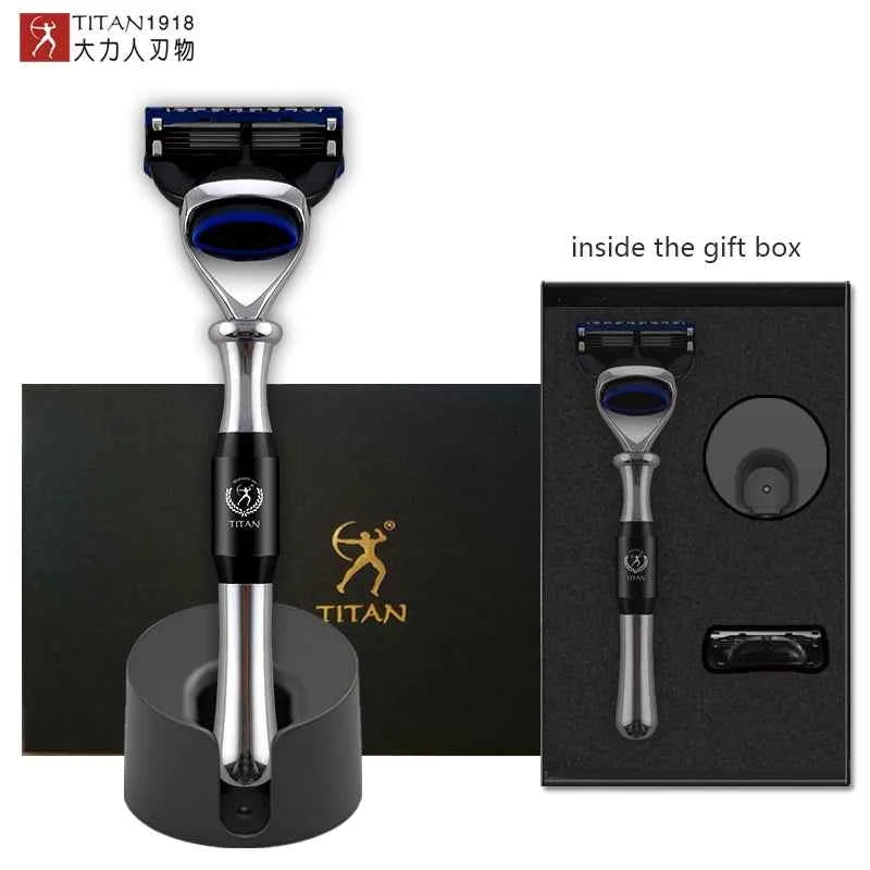Rasoir de Luxe Titan en Métal - Version Traditionnelle ou Compatible Fusion 5