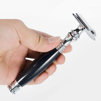 ZY Shaving Safety Razor Kit with Badger Hair Brush Resin Handle Brush Stand for Men-Customer Logo Acceptable Double Edge Razor MyVies