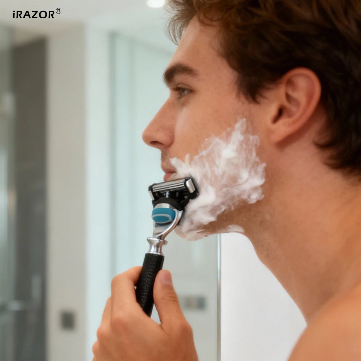 iRAZOR Premium 5-Blade Fusion Safety Razor Manual Shaver for Men Barber Beard Grooming Tool Black Textured Handle Birthday Gift MyVies Store