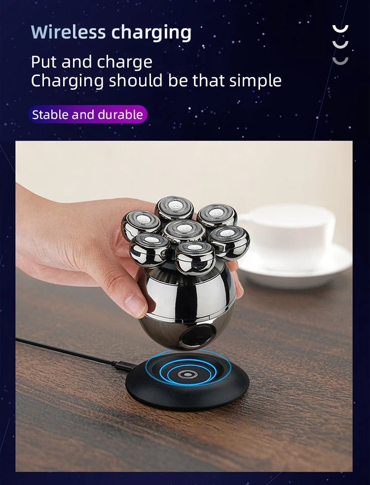 Rasoir électrique 7D MOSHAN avec têtes rotatives pour un rasage de précision