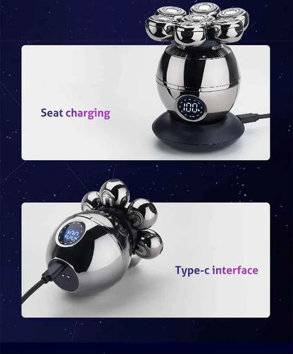 Rasoir électrique 7D MOSHAN avec têtes rotatives pour un rasage de précision.